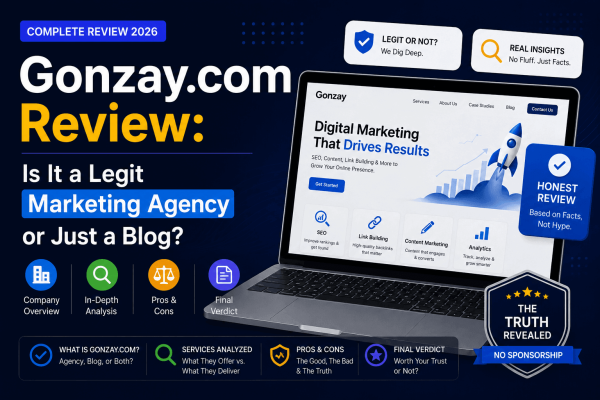 Gonzay.com review featuring an analysis of whether Gonzay is a legitimate marketing agency or just a blog