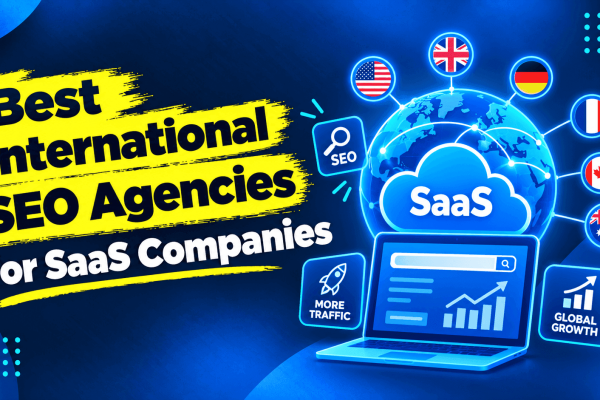 Best international SEO agencies for SaaS companies, featuring global SEO growth and SaaS marketing illustrations
